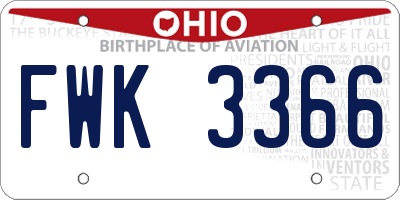 OH license plate FWK3366
