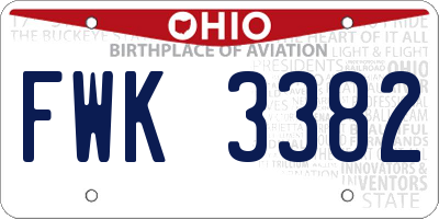OH license plate FWK3382