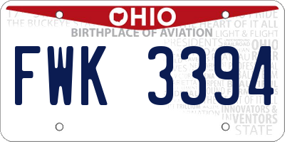 OH license plate FWK3394