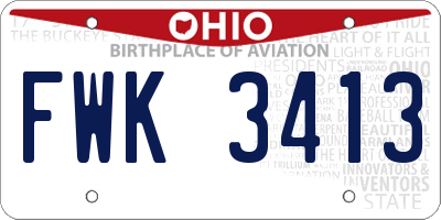 OH license plate FWK3413