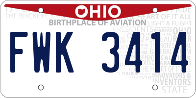 OH license plate FWK3414