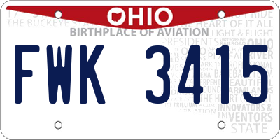 OH license plate FWK3415