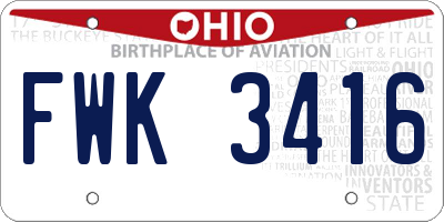 OH license plate FWK3416
