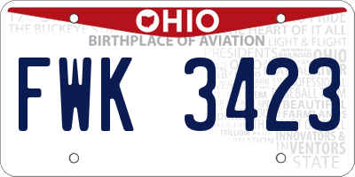 OH license plate FWK3423