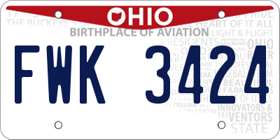 OH license plate FWK3424