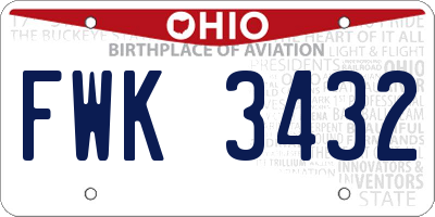 OH license plate FWK3432