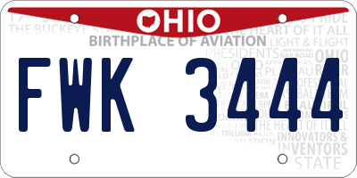 OH license plate FWK3444