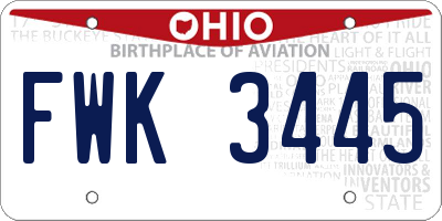 OH license plate FWK3445