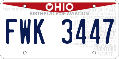 OH license plate FWK3447