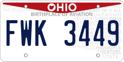 OH license plate FWK3449