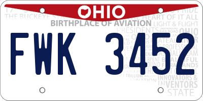 OH license plate FWK3452