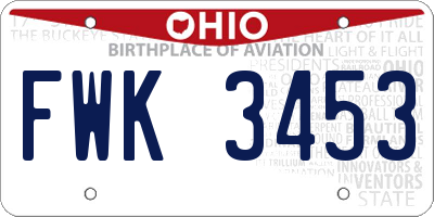 OH license plate FWK3453