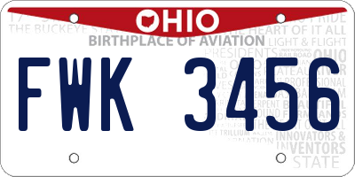OH license plate FWK3456