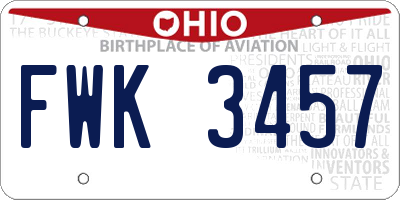 OH license plate FWK3457