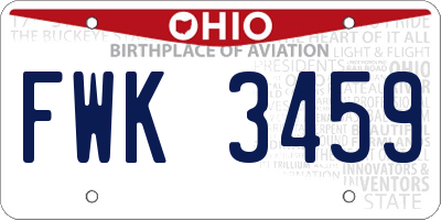OH license plate FWK3459