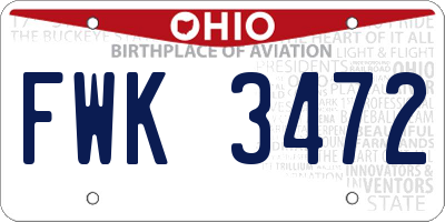 OH license plate FWK3472