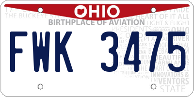 OH license plate FWK3475