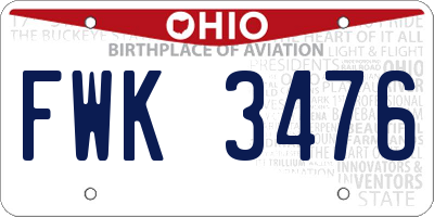 OH license plate FWK3476
