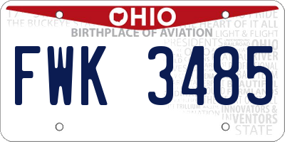 OH license plate FWK3485