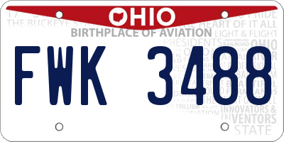 OH license plate FWK3488