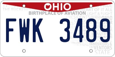 OH license plate FWK3489