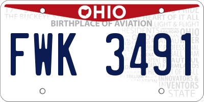OH license plate FWK3491