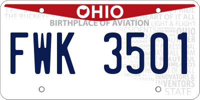 OH license plate FWK3501