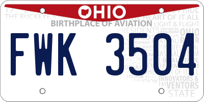 OH license plate FWK3504