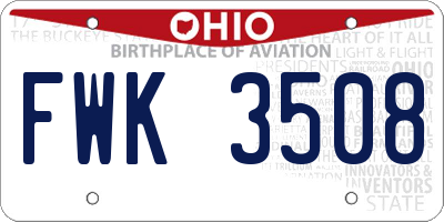 OH license plate FWK3508