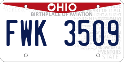 OH license plate FWK3509
