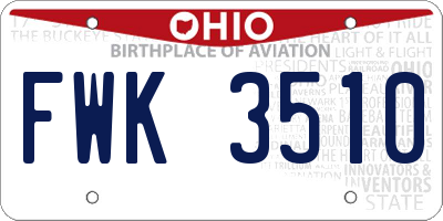 OH license plate FWK3510