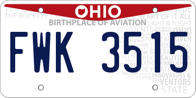 OH license plate FWK3515