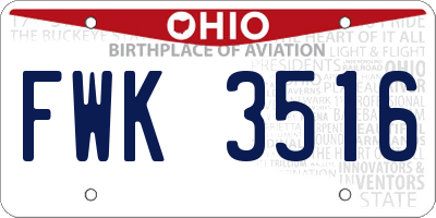 OH license plate FWK3516