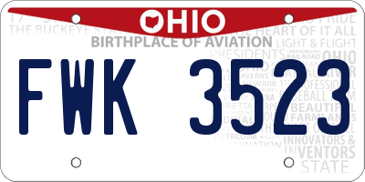 OH license plate FWK3523