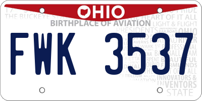 OH license plate FWK3537