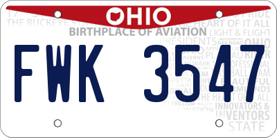 OH license plate FWK3547