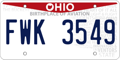 OH license plate FWK3549