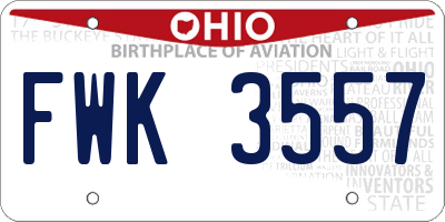 OH license plate FWK3557