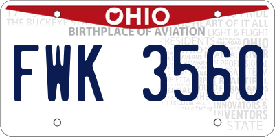 OH license plate FWK3560