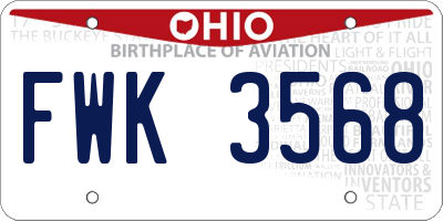 OH license plate FWK3568