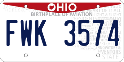 OH license plate FWK3574