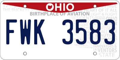OH license plate FWK3583