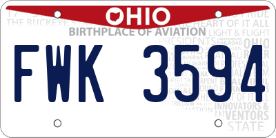 OH license plate FWK3594