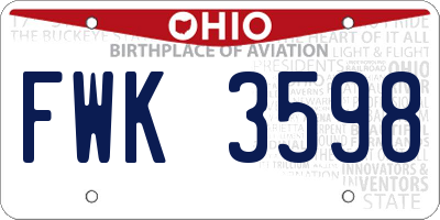 OH license plate FWK3598