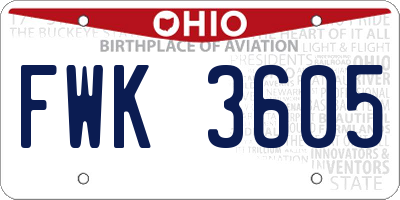OH license plate FWK3605