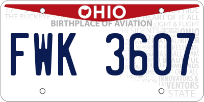 OH license plate FWK3607