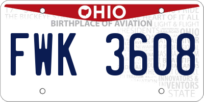 OH license plate FWK3608