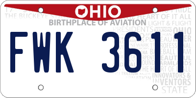 OH license plate FWK3611