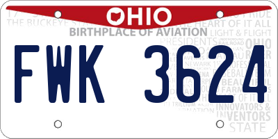 OH license plate FWK3624