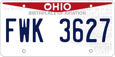 OH license plate FWK3627